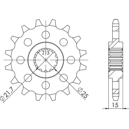 PIGNONE S AC P525-D15 SGR - SPROCKETS  KAWASAKI ZX6R Ninja (ZX600F1/F2/F3/G1/G2/J1P/J2P) 600 95/97