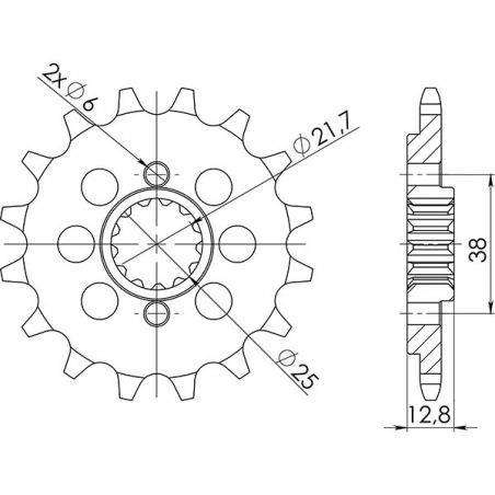 PIGNONE S AC P520-D15 SGR - SPROCKETS  KAWASAKI KL Tengai (KL650B1/B2/B3) 650 90/91