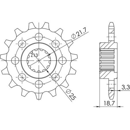 PIGNONE S+2 AC P520-D15 SGR - SPROCKETS  KAWASAKI Z ABS (ZR750LMA-M7F/MAF/MAS/MBF/MCF) 750 07/12