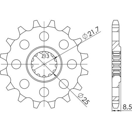 PIGNONE S+2 AC P525-D15 SGR - SPROCKETS  KAWASAKI Z ABS 1000 10/13