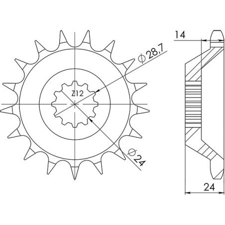 PIGNONE S AC P530-D17 SGR - SPROCKETS  KAWASAKI ZZR / ZX11 (ZXT10C/ZXT10D) 1100 90/92