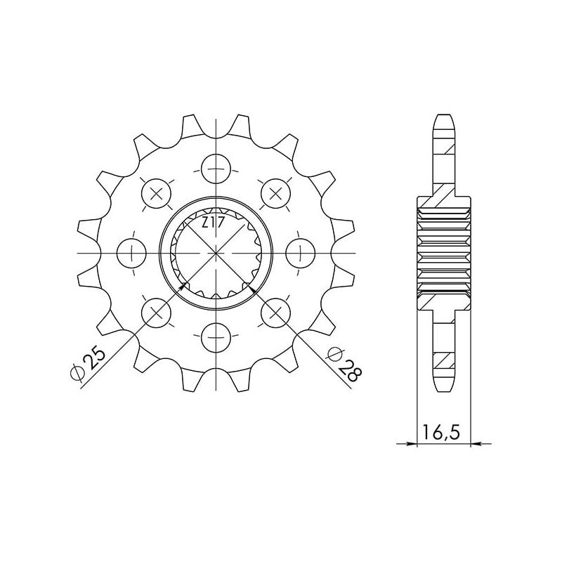 PIGNONE S+2 AC P525-D17 SGR - SPROCKETS  KTM LC8 Supermoto R 950 07/08