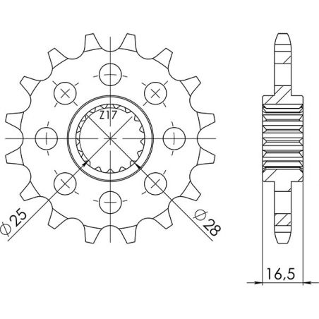 PIGNONE S AC P525-D17 SGR - SPROCKETS  KTM Super Duke / R 990 07/13