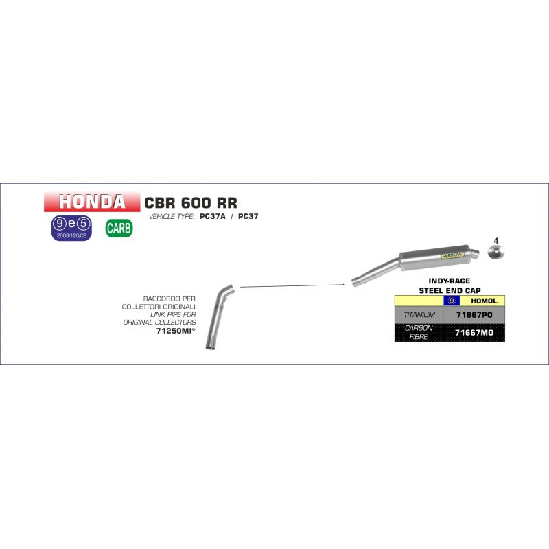 71268MI Collettori racing Honda CBR 600 RR 2003-2004 600 cc 8019799026254 ARROW