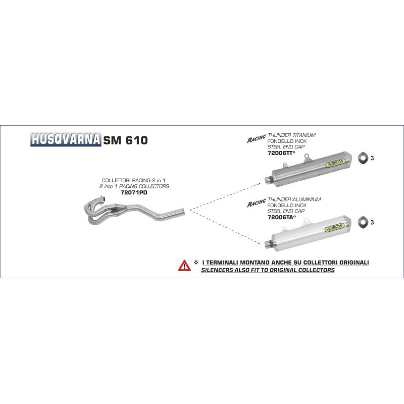 72071PD Collettori Husqvarna SM 610 2005-2006 610 cc 8019799031838 ARROW
