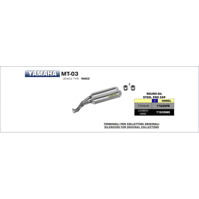 Terminali Round-Sil carbonio omologati (Dx+ Sx) Yamaha MT-03 2005-2014 650 cc