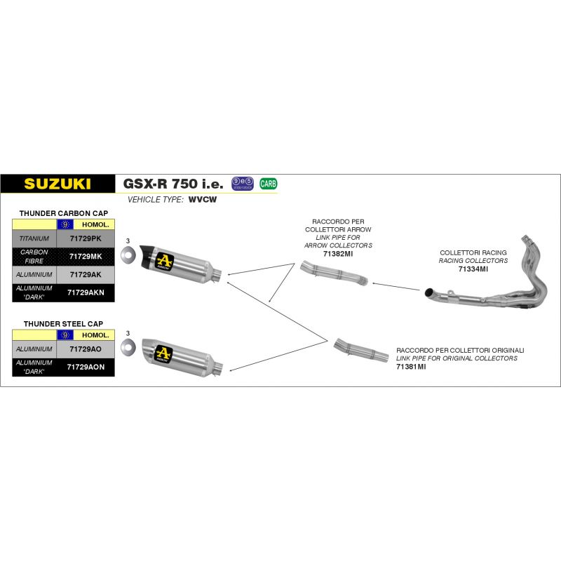 Kit completo COMPETITION (per moto elaborate) con dBKiller con fondello carby Suzuki GSX-R 750 i.e. 2008-2010 750 cc