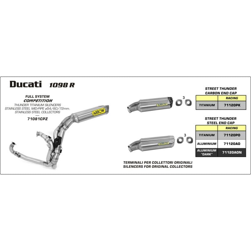Kit completo COMPETITION (per moto elaborate) con dBKiller Ducati 1098 R 2008-2009 1200 cc