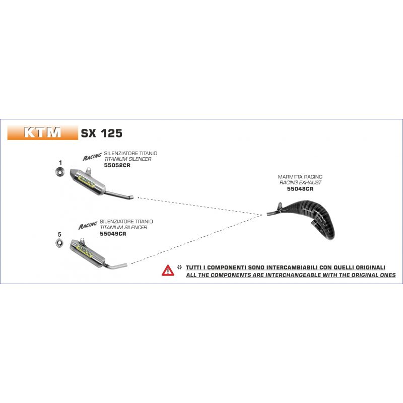 Marmitta  All-Road 2T intercambiabile con originale KTM SX 125 2008-2011 125 cc