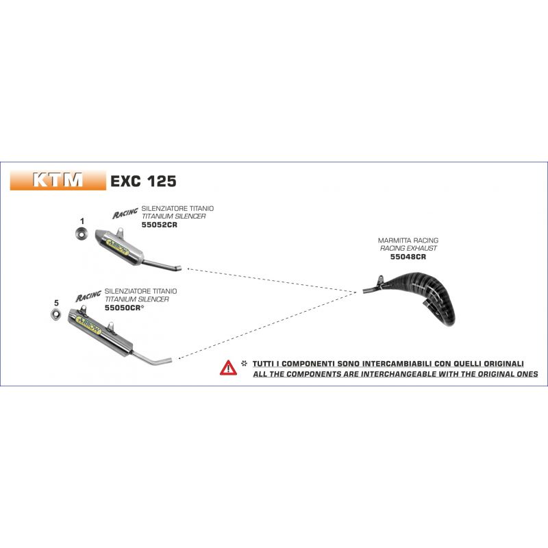 55050CR Silenziatore Mini Thunder titanio intercambiabile con originale KTM EXC 125 2008-2012 125