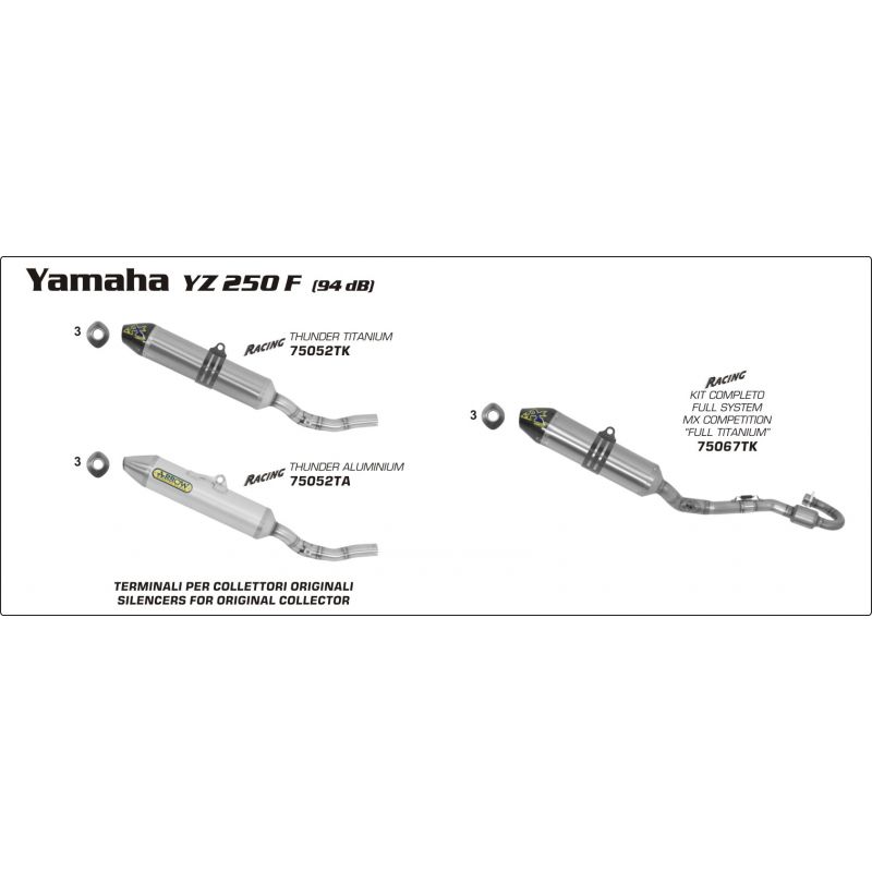 Terminale Off-Road Thunder titanio con fondello carby Yamaha YZ 250 F 2008-2009 250 cc
