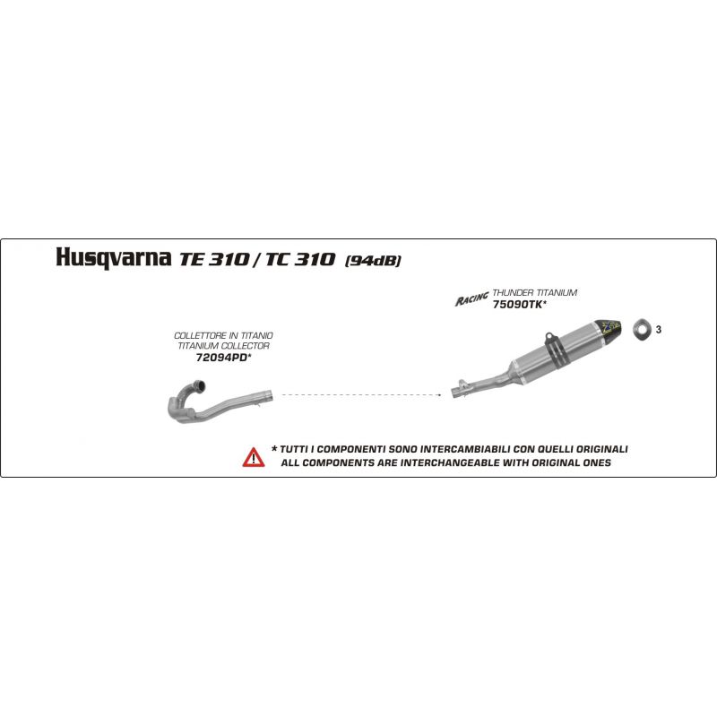 Collettore in titanio Husqvarna TC 310 2010-2012 310 cc