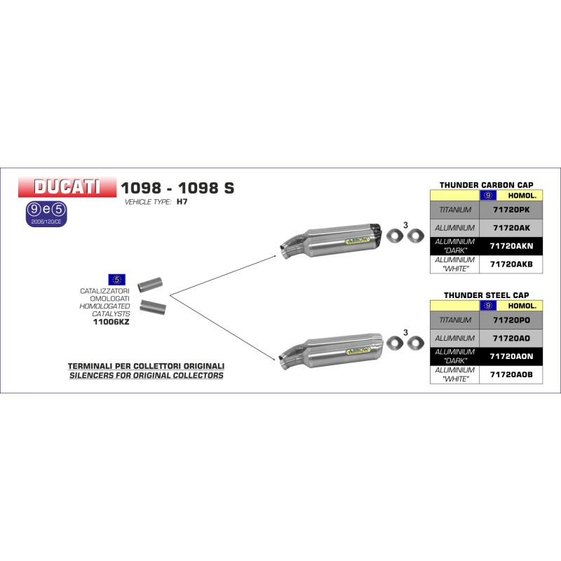 Kit completo COMPETITION (per moto elaborate) con dBKiller Ducati 1098 / 1098 S 2007-2008 1100 cc