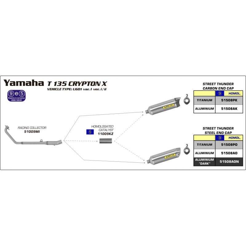 Collettore Racing Yamaha T 135 Crypton X 2007-2011 135 cc