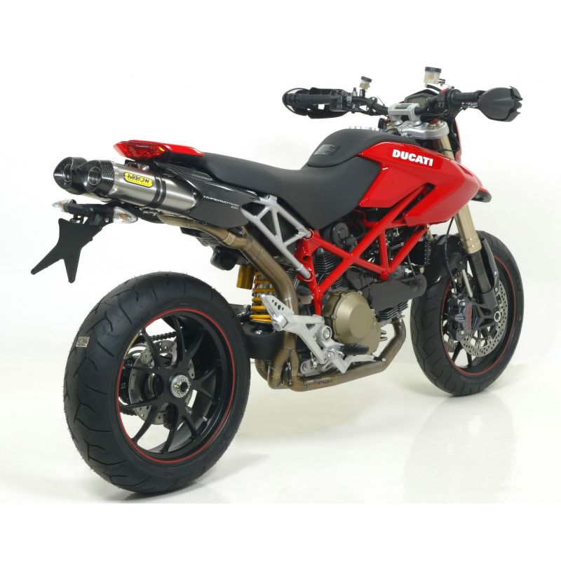 Terminali Thunder alluminio Dark" (Dx+Sx) con fondello carby - versione corta" Ducati Hypermotard 1100 2007-2012 1100 cc