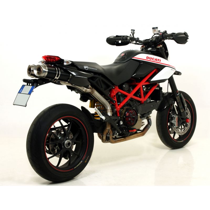 Terminali Thunder alluminio Dark" (Dx+Sx) con fondello carby - versione corta" Ducati Hypermotard 1100 2007-2012 1100 cc