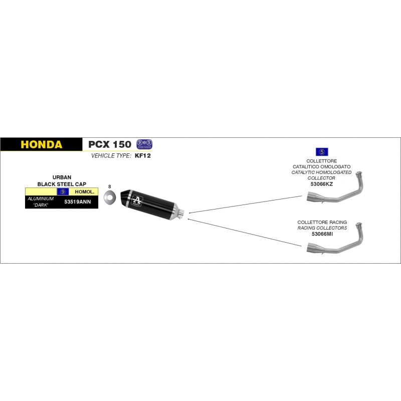 Collettore racing per scarico Reflex Honda PCX 150 2012-2013 150 cc