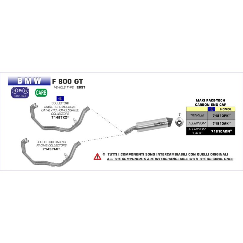 Terminale Maxi Race-Tech alluminio Dark" con fondello carby" BMW F 800 GT 2012-2016  cc