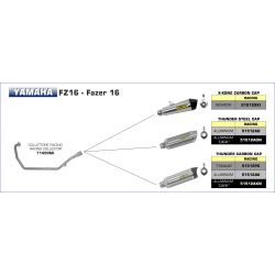 Terminale Thunder alluminio Dark" con fondello carby" Yamaha FZ16 - Fazer 16 2008-2012  cc