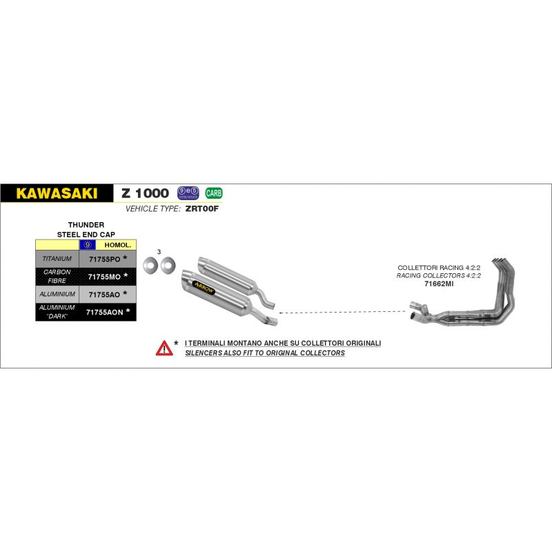 Collettori racing Kawasaki Z 1000 2014-2016 1000 cc