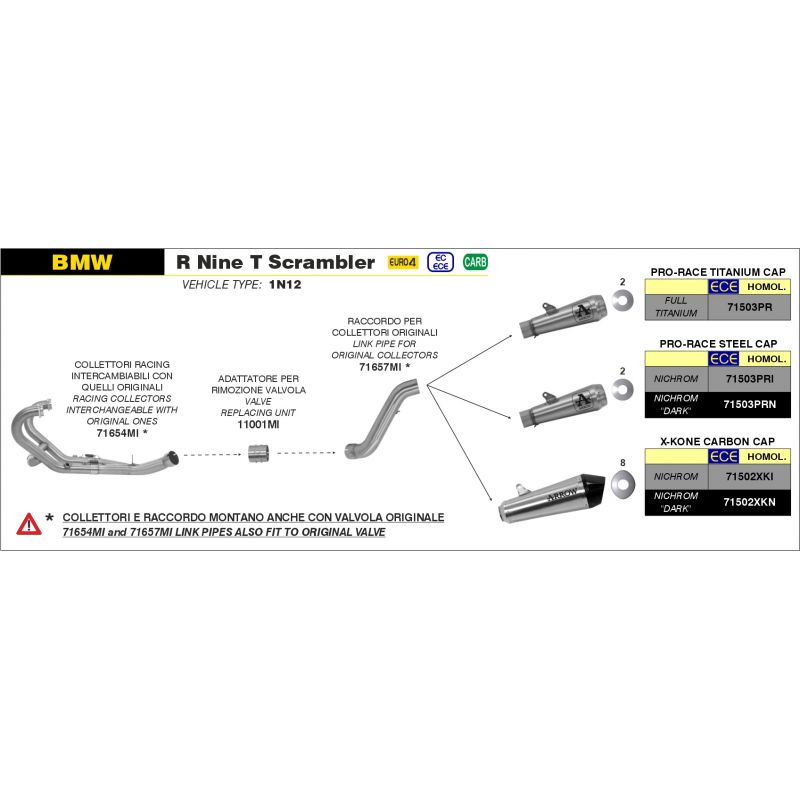 Terminale Pro-Race titanio BMW R Nine T Scrambler 2016-2019 1200 cc