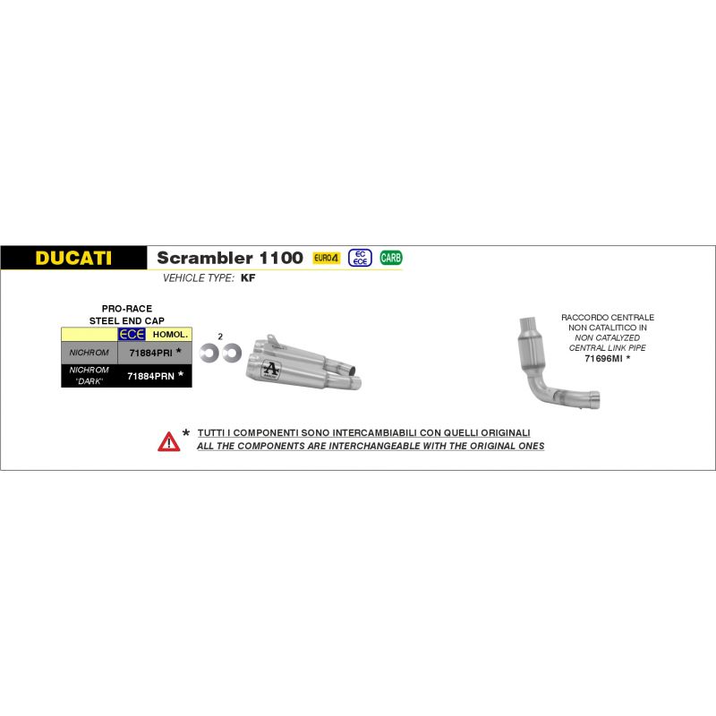 Terminali Pro-Race nichrom (Dx+Sx) Ducati Scrambler 1100 2018-2020 1100 cc