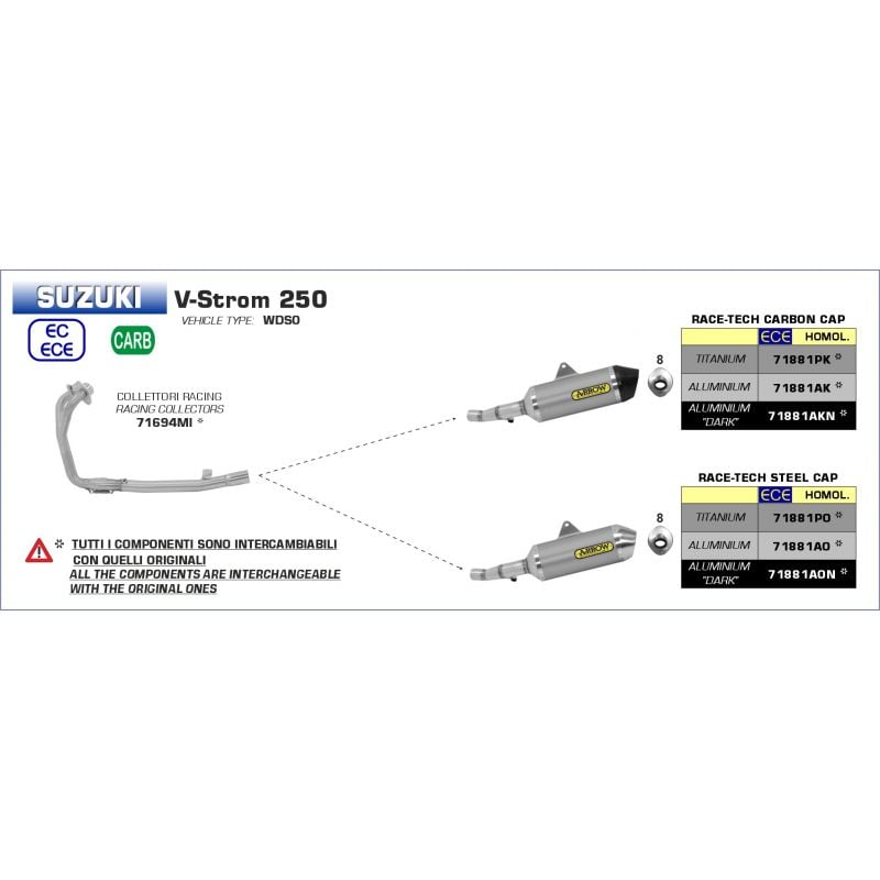 Kit terminale GP2 Suzuki V-STROM 250 2017-2020 250 cc