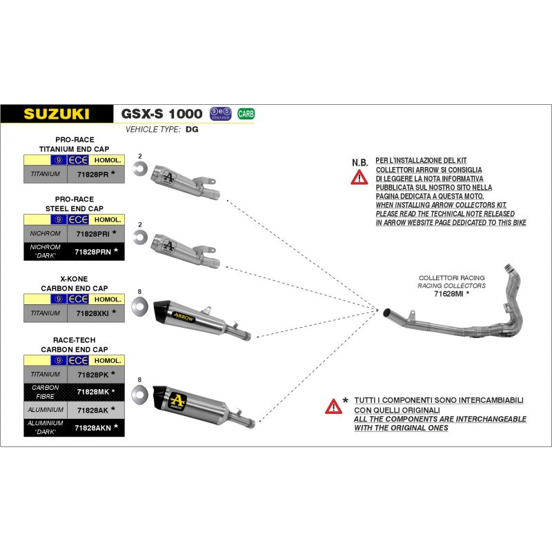 Terminale Pro-Race titanio Suzuki GSX-S 1000 / 1000 F 2015-2016 1000 cc