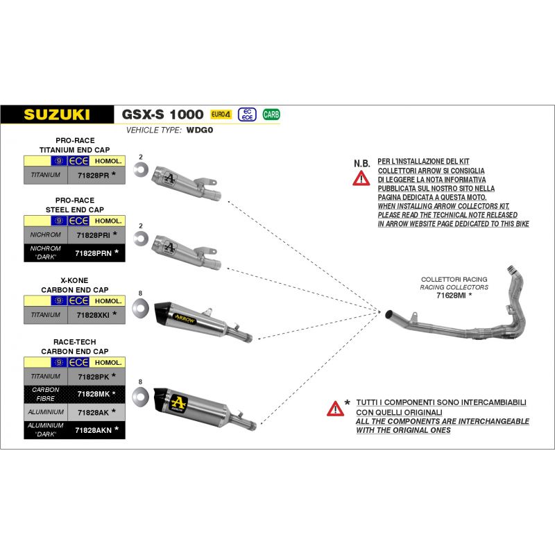 Terminale Pro-Race titanio Suzuki GSX-S 1000 / 1000 F 2017-2020 1000 cc