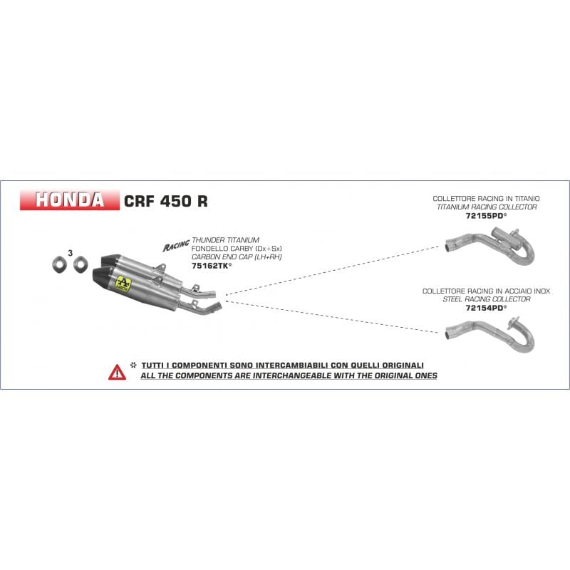 75162TK Terminali Off-Road Thunder Titanio (Dx+Sx) con fondello carby Honda CRF 450 R 2019- 450 cc