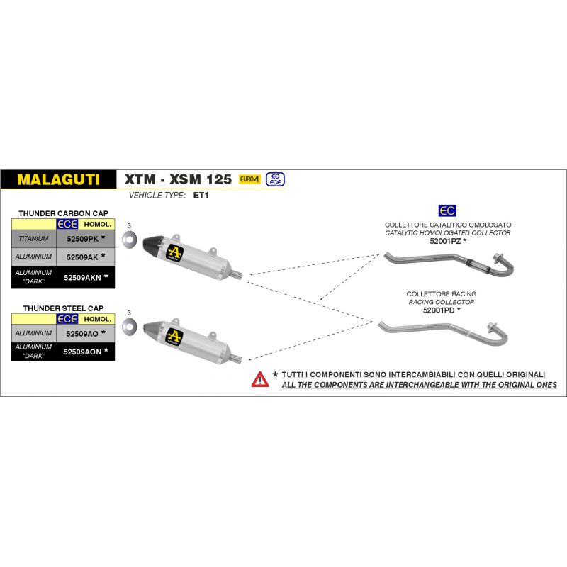Terminale Thunder alluminio con fondello carby Malaguti XTM / XSM 125 4T 2019-2020 125 cc