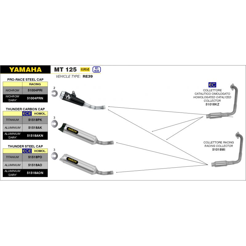 Collettore Racing Yamaha MT 125 2020- 125 cc