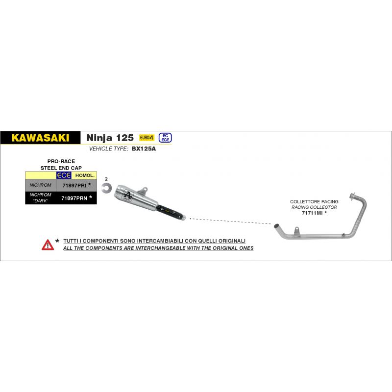 Collettore Racing Kawasaki NINJA 125 2019-2020 125 cc