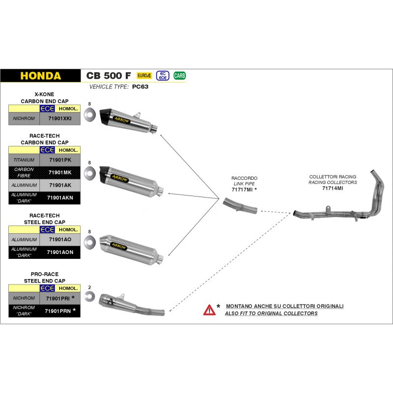 Terminale Race-Tech carbonio con fondello carby Honda CB 500 F 2019-2020 500 cc
