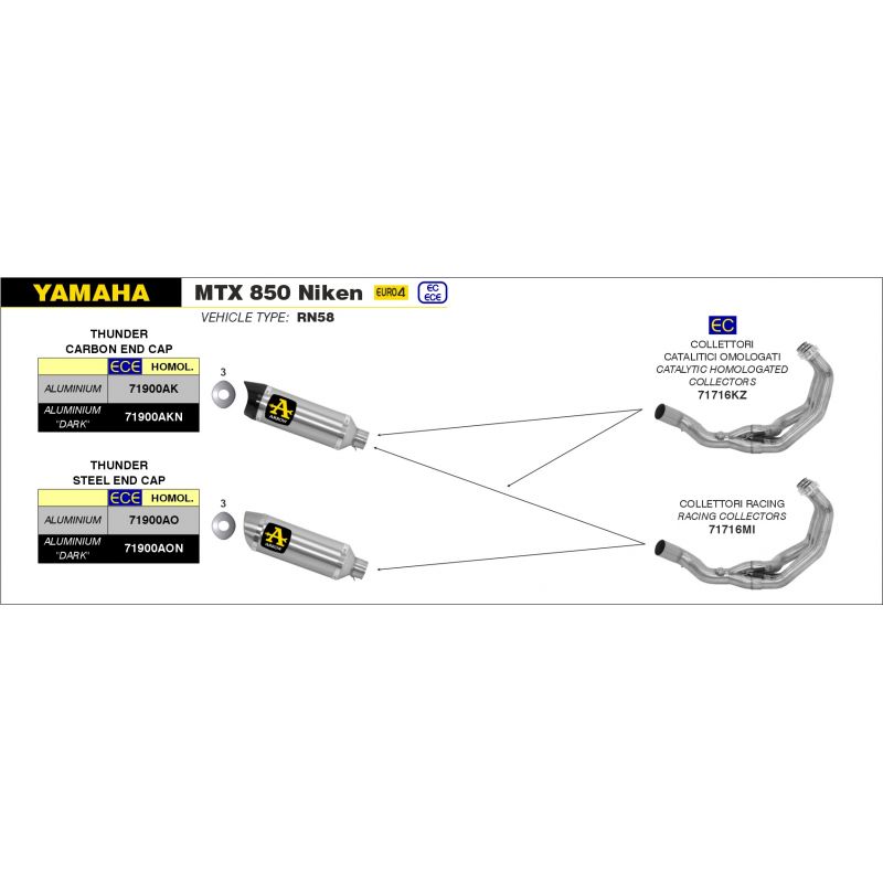 Collettori racing Yamaha MTX 850 Niken 2018-2020 850 cc