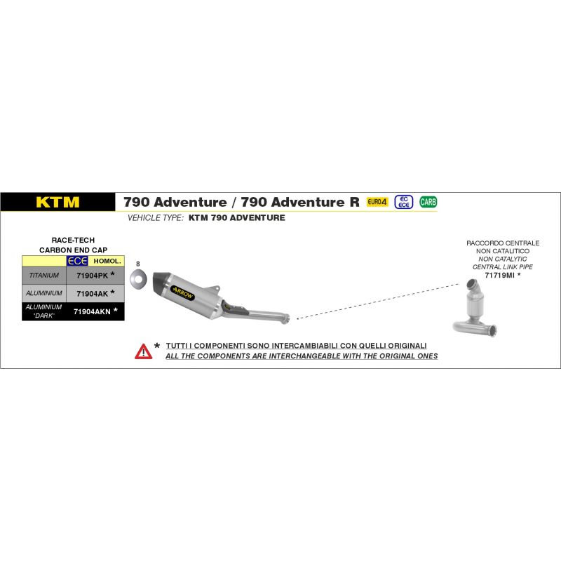 71719MI Raccordo centrale non catalitico Husqvarna Norden 901 2022- 901 cc 8019799105669 ARROW