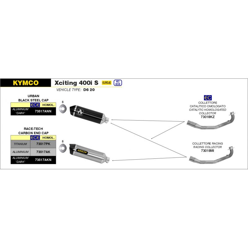73517AN Terminale Urban alluminio con fondello Dark" Kymco XCITING 400i S 2019-2020 400 cc