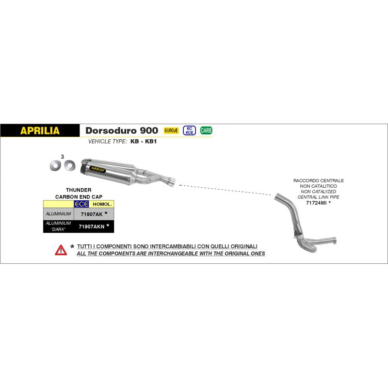 71907AK Terminali Thunder alluminio (Dx+Sx) con fondello carby Aprilia DORSODURO 750 2009-2017 750
