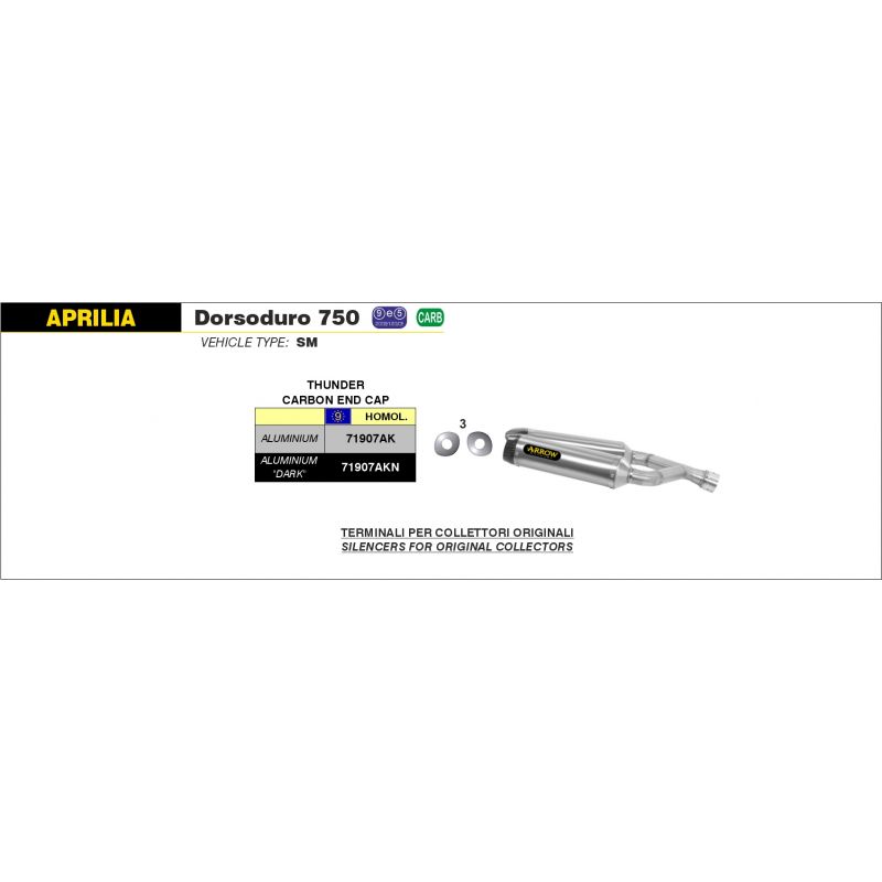 71907AK Terminali Thunder alluminio (Dx+Sx) con fondello carby Aprilia DORSODURO 750 2009-2017 750