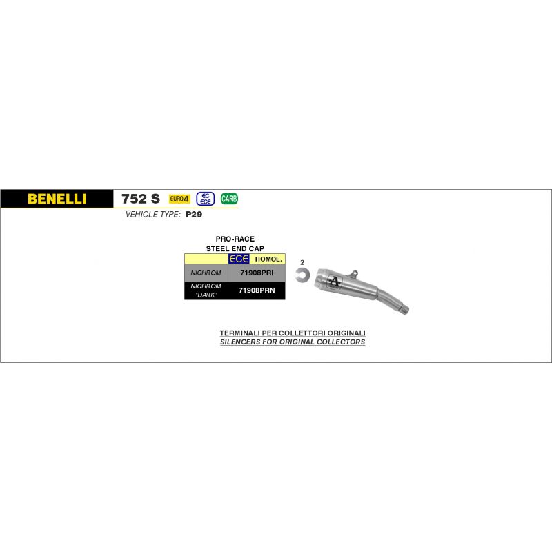 Terminale Pro-Race nichrom Dark" Benelli 752 S 2019-2020 752 cc