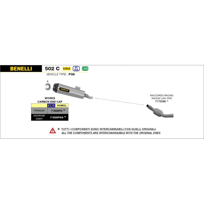 Raccordo centrale non catalitico Benelli 502 C 2019-2020 502 cc