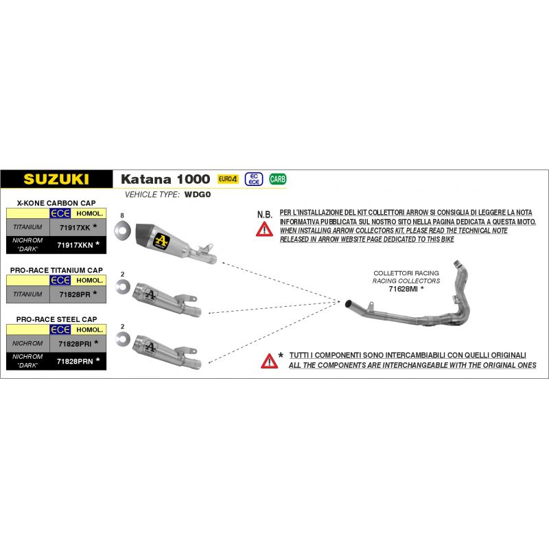Terminale X-Kone Short titanio Suzuki KATANA 1000 2019-2020 1000 cc