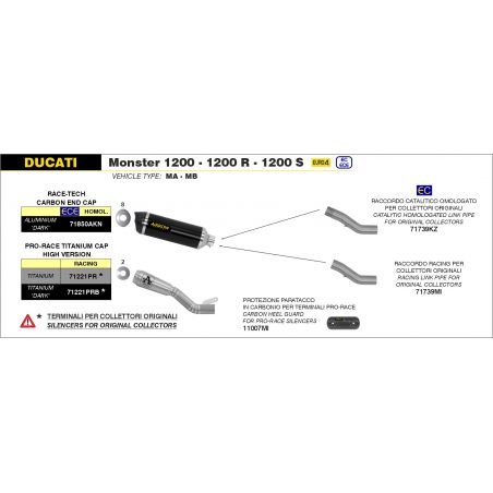 Protezione paracalore in carbonio Ducati MONSTER 1200/1200R/1200S 2016-2020 1200 cc