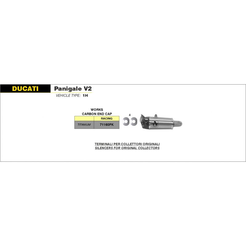 Terminali Works titanio (Dx+Sx) con fondello carby Ducati Panigale V2 2020- 955 cc