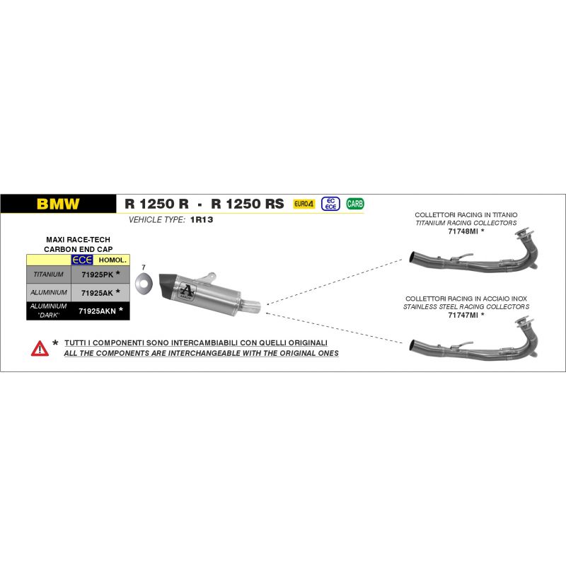 Collettori racing in acciaio inox BMW R 1250 R / RS 2019-2020 1250 cc
