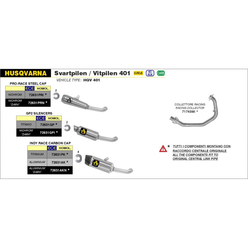 Terminale Indy Race titanio con fondello carby Husqvarna Svartpilen / Vitpilen 401 2020- 400 cc