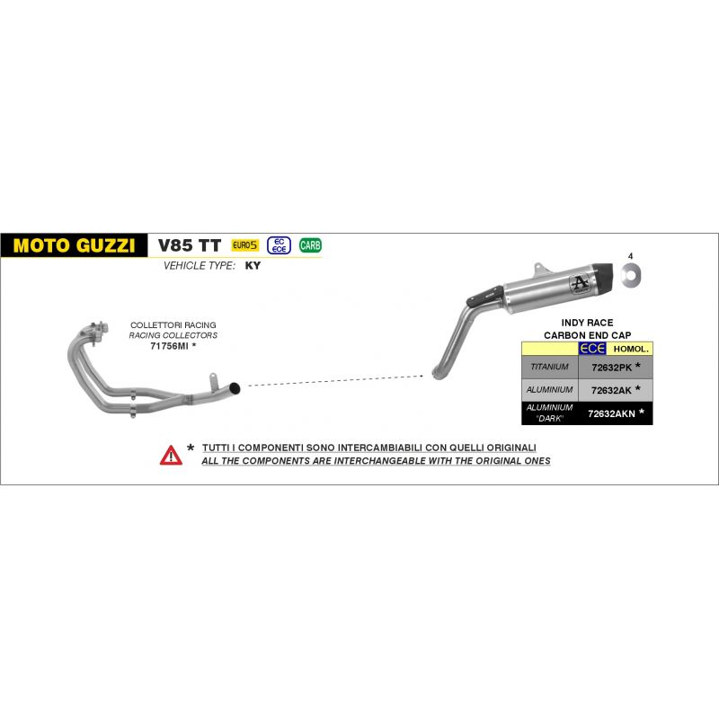 Terminale Indy Race titanio con fondello carby Moto Guzzi V 85 TT 2021-2022 850 cc