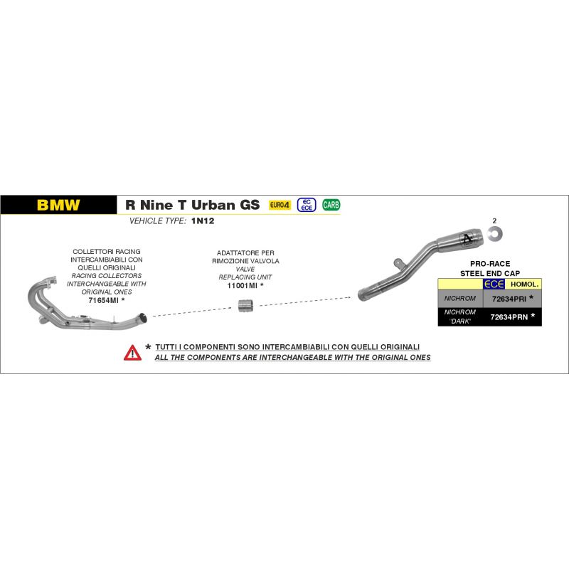72634PRN Terminale Pro-Race nichrom Dark" BMW R Nine T Urban GS 2017-2020 1200 cc 8019799112292