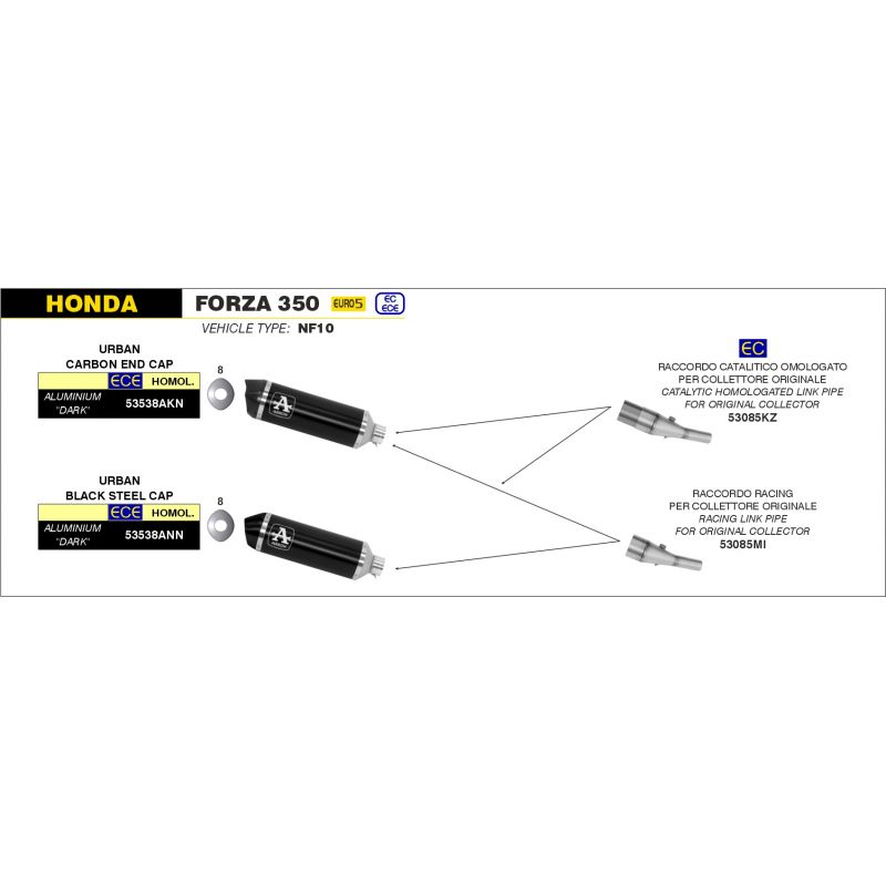 Terminale Urban  alluminio Dark" con fondello "Dark" Honda FORZA 350 2021-2022  cc