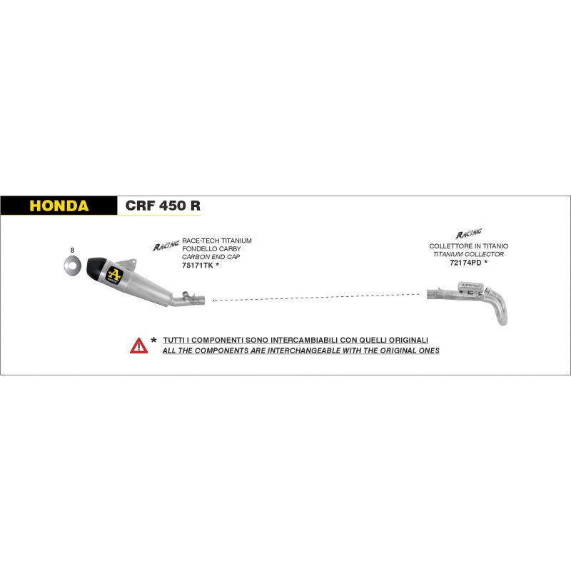 72174PD Collettore in titanio Honda CRF 450 R 2021- 450 cc 8019799113138 ARROW